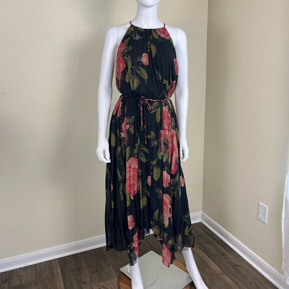 Anthropologie Women's Size M Emeline Pleated Maxi Dress Floral Halter Pullover - Picture 5 of 14